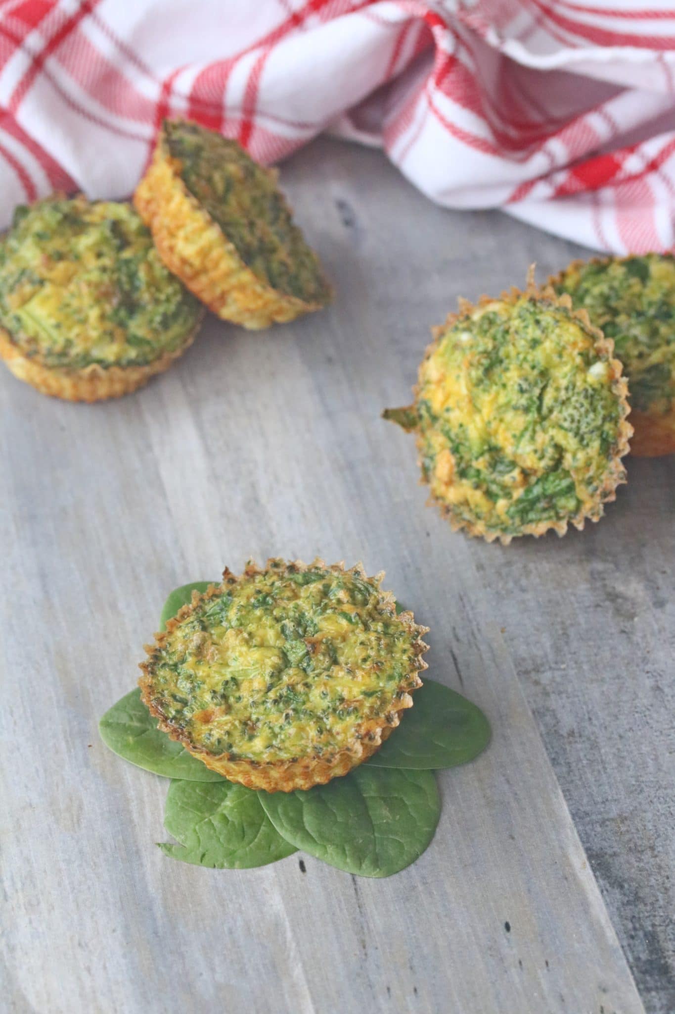 egg cups with spinach