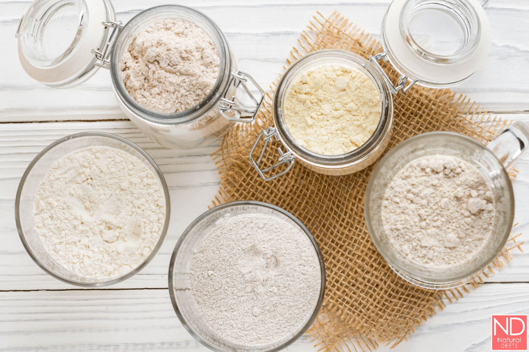 top view of flour in canisters