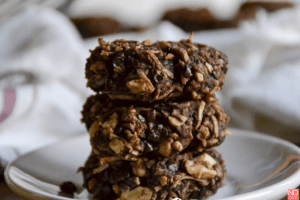 a stack of 3 dark chocolate cookies