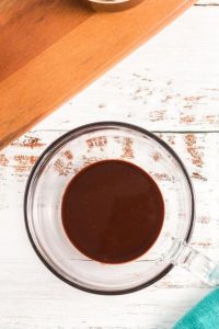 top view of glass with coffee in it