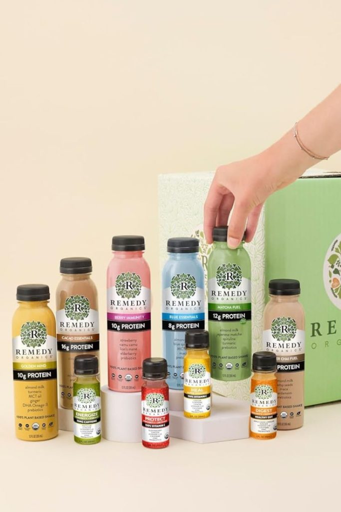 side view of 10 different bottles of smoothies