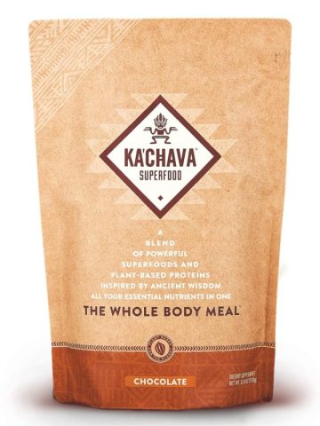 front picture of a brown bag of kavacha chocolate flavor