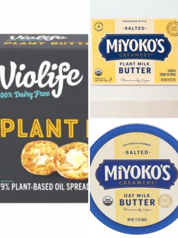 three pictures of different types of butter.