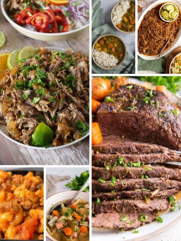 several pictures of cooked meat